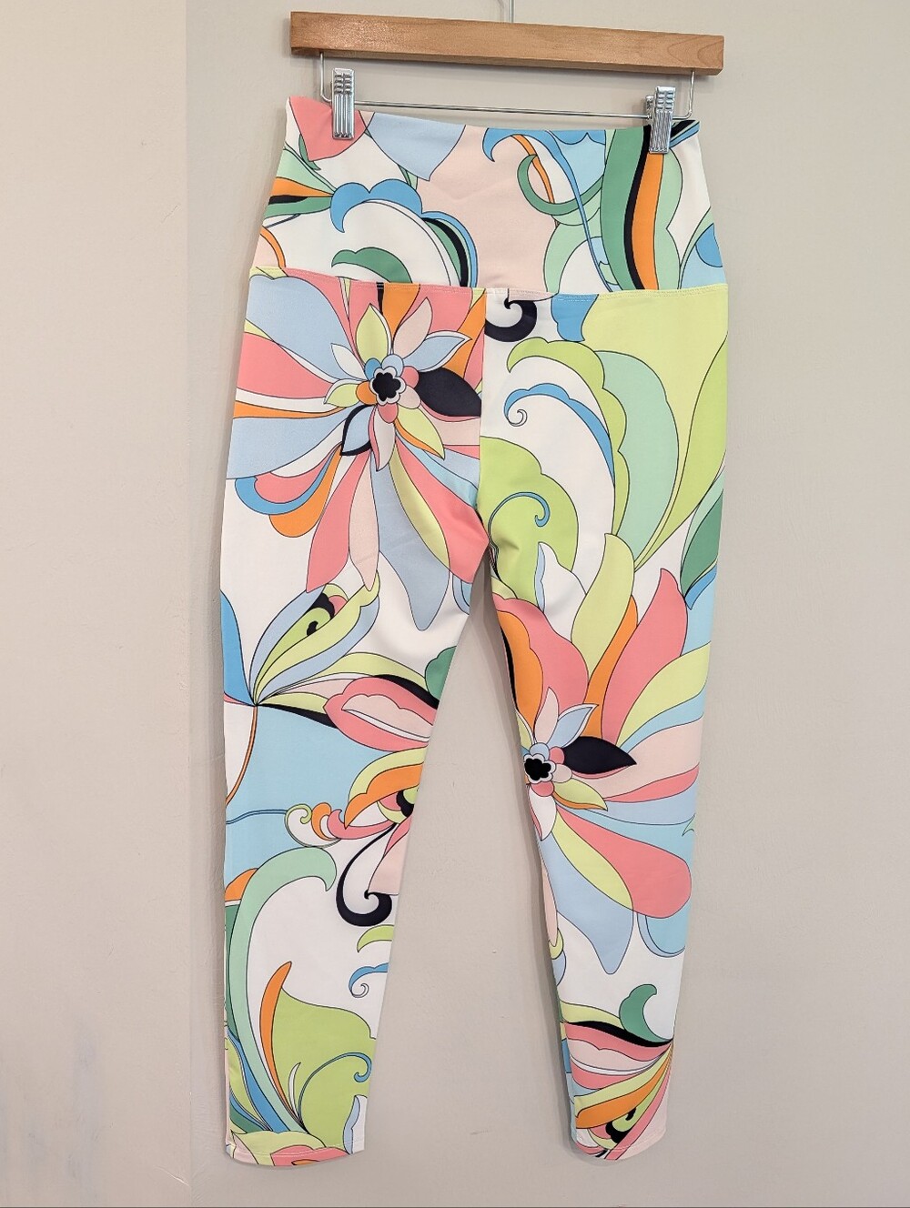 New Jean-Pierre Klifa Paris Colorful Leggings Women's Large Nwot Aqua Lime Multi - Picture 4 of 6